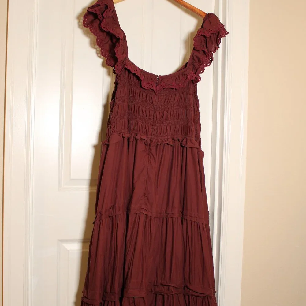 Madewell NWOT size 20 red dress eyelet lace ruffles plus size - Picture 2 of 4